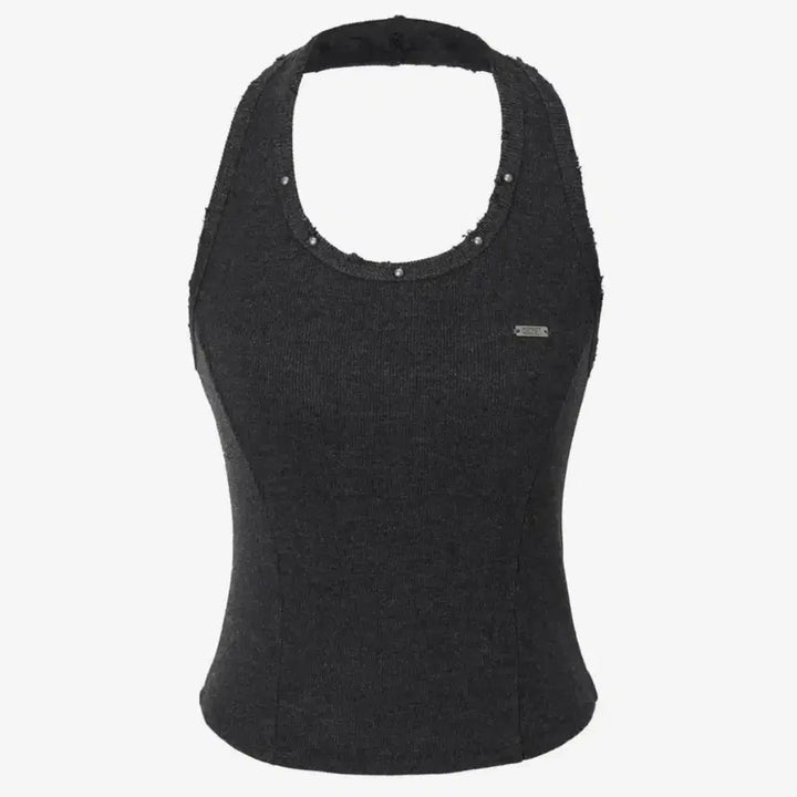 [BUNJANG] Damage Stud Halter Top / 카키포인트 Damage Stud Halter Top 데미지 스터드 홀터탑