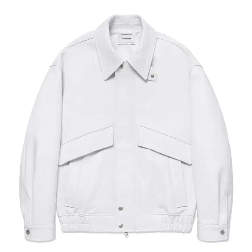 [BUNJANG] VIVASTUDIO Real Leather Oversized Blouson Leather Single Jacket White / 비바스튜디오 리얼레더 오버핏블루종 레더싱글자켓 화이트