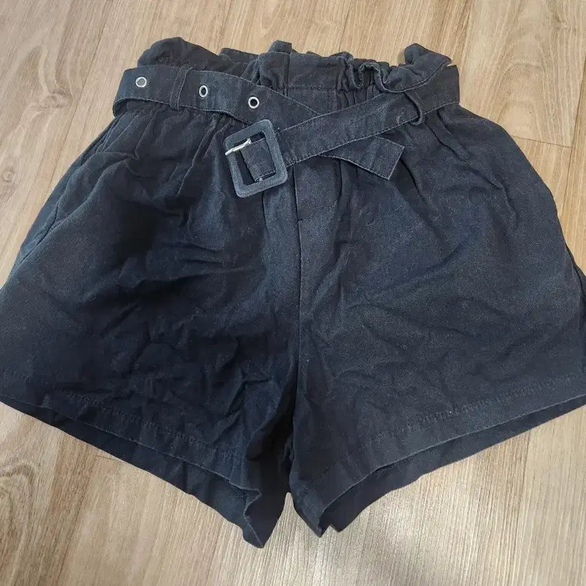[BUNJANG] Black Belted Shorts / 블랙 벨트 반바지 숏팬츠