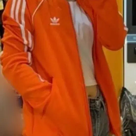 [BUNJANG] Adidas Orange Three-Stripes Track Top Jersey / 아디다스 오렌지 삼선 트랙탑 져지