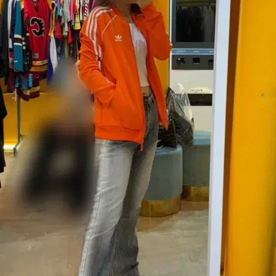 [BUNJANG] Adidas Orange Three-Stripes Track Top Jersey / 아디다스 오렌지 삼선 트랙탑 져지