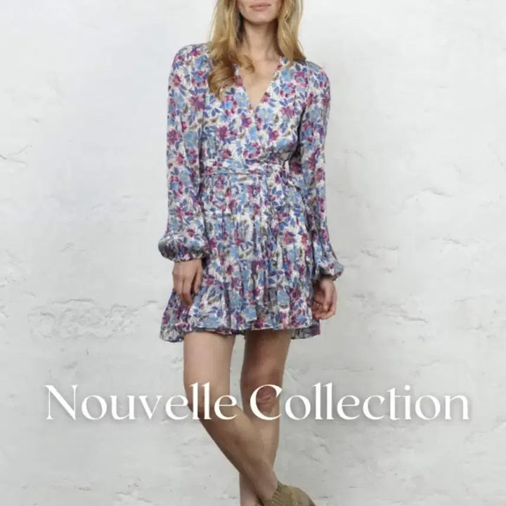 [BUNJANG] Berenice Flower Frill Wrap Dress Viscose / 22년 베르니스 Berenice 플라워 프릴 랩원피스 인견휴양지휴가룩쉬폰