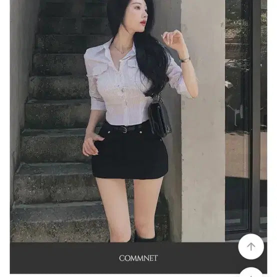 [BUNJANG] High Classic Slimming Striped Shirt White / (새상품)에이블리 하이클래식 허리잘록 굴림 스트라이프셔츠 화이트색상 판매