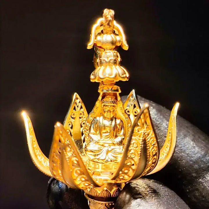 [BUNJANG] Gilt Lotus Shakyamuni Buddha Pendant / 류금 연꽃 부처님 펜던트