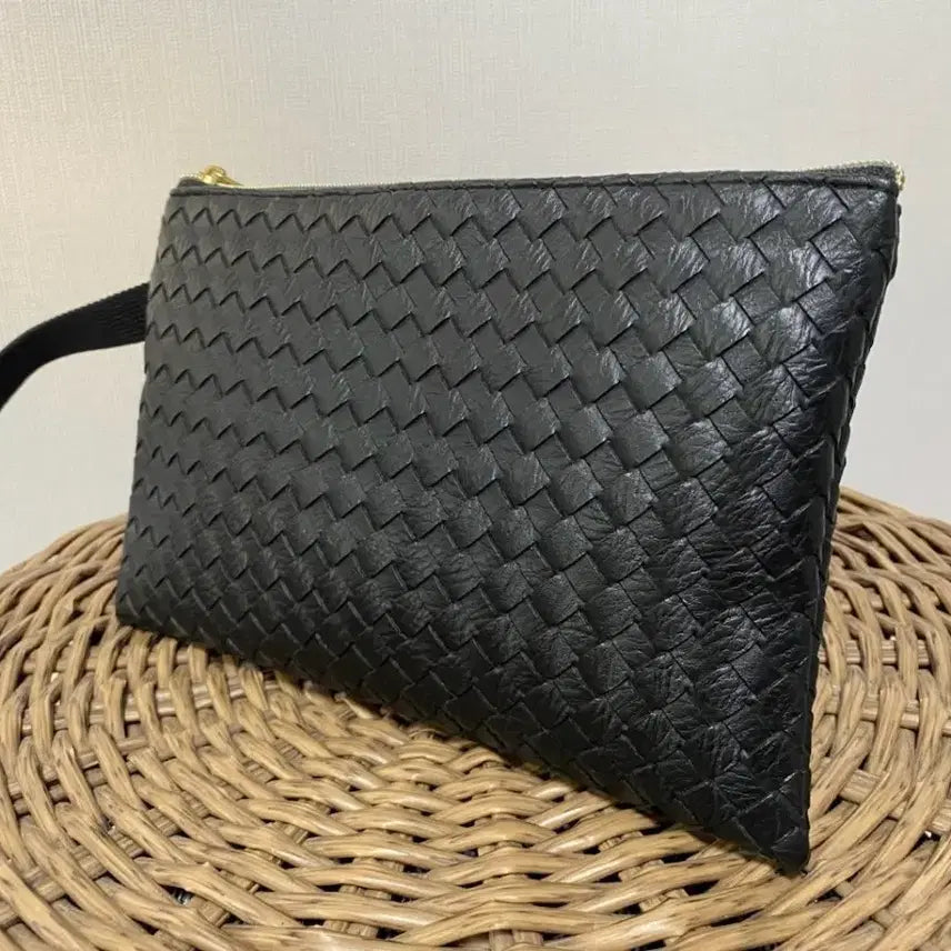 [BUNJANG] Black Clutch Bag with Handle / 블랙 클러치백