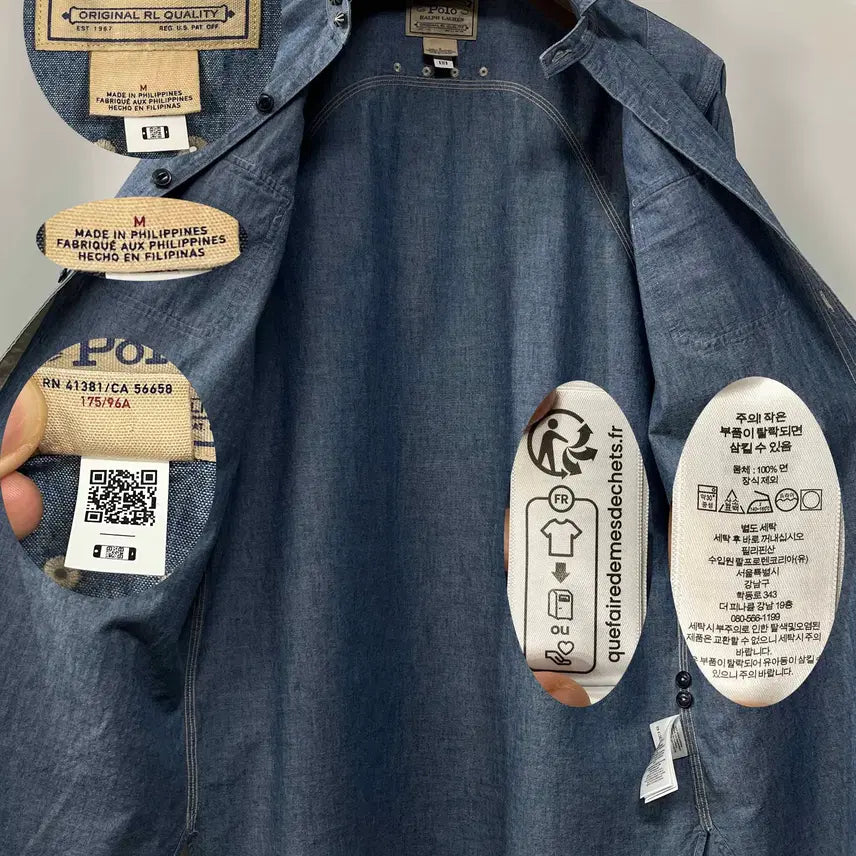 [BUNJANG] Polo Ralph Lauren Naval Chambray Work Shirt / 폴로 랄프로렌 콘초 Naval usn 마이널 샴브레이 워크 셔츠
