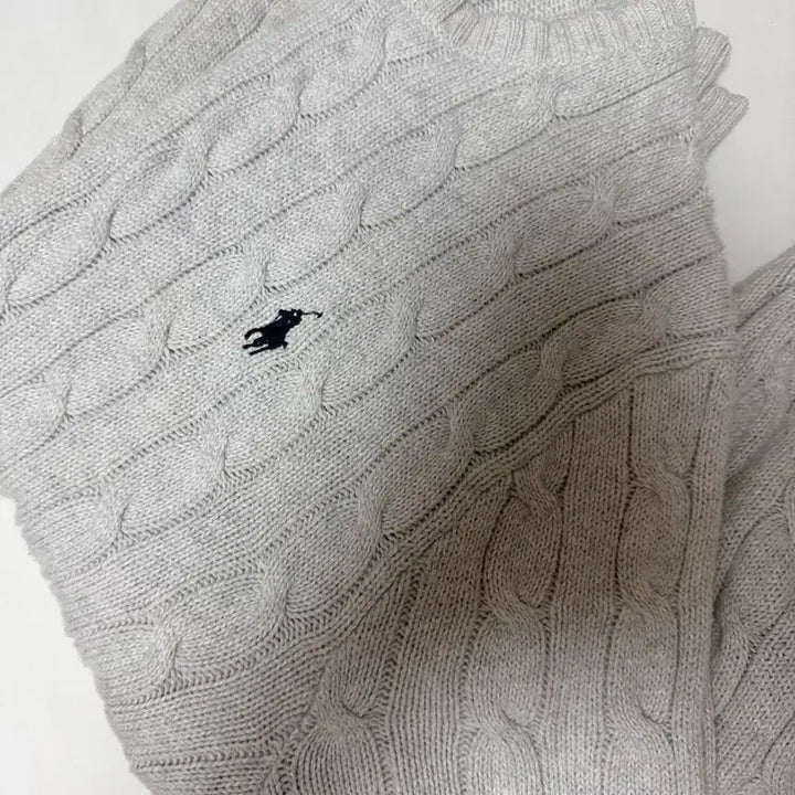 [BUNJANG] Polo Ralph Lauren Grey Cable Knit Sweater M / 폴로 랄프로렌 그레이 케이블 니트