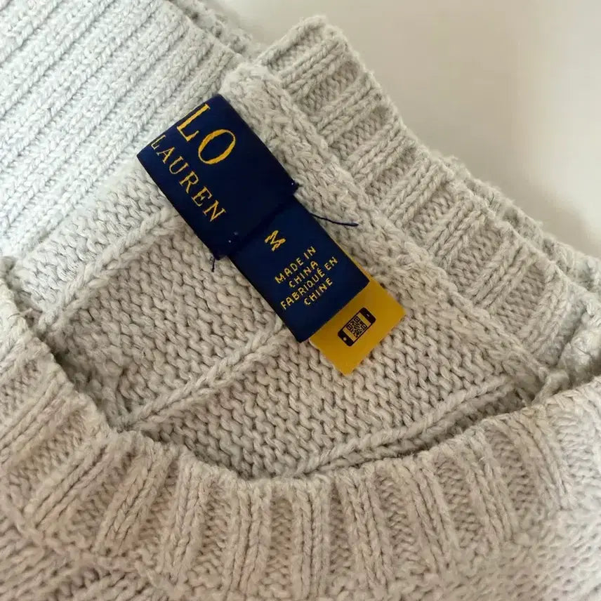 [BUNJANG] Polo Ralph Lauren Grey Cable Knit Sweater M / 폴로 랄프로렌 그레이 케이블 니트