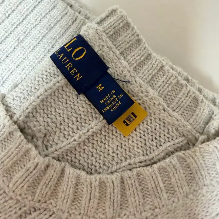 [BUNJANG] Polo Ralph Lauren Grey Cable Knit Sweater M / 폴로 랄프로렌 그레이 케이블 니트