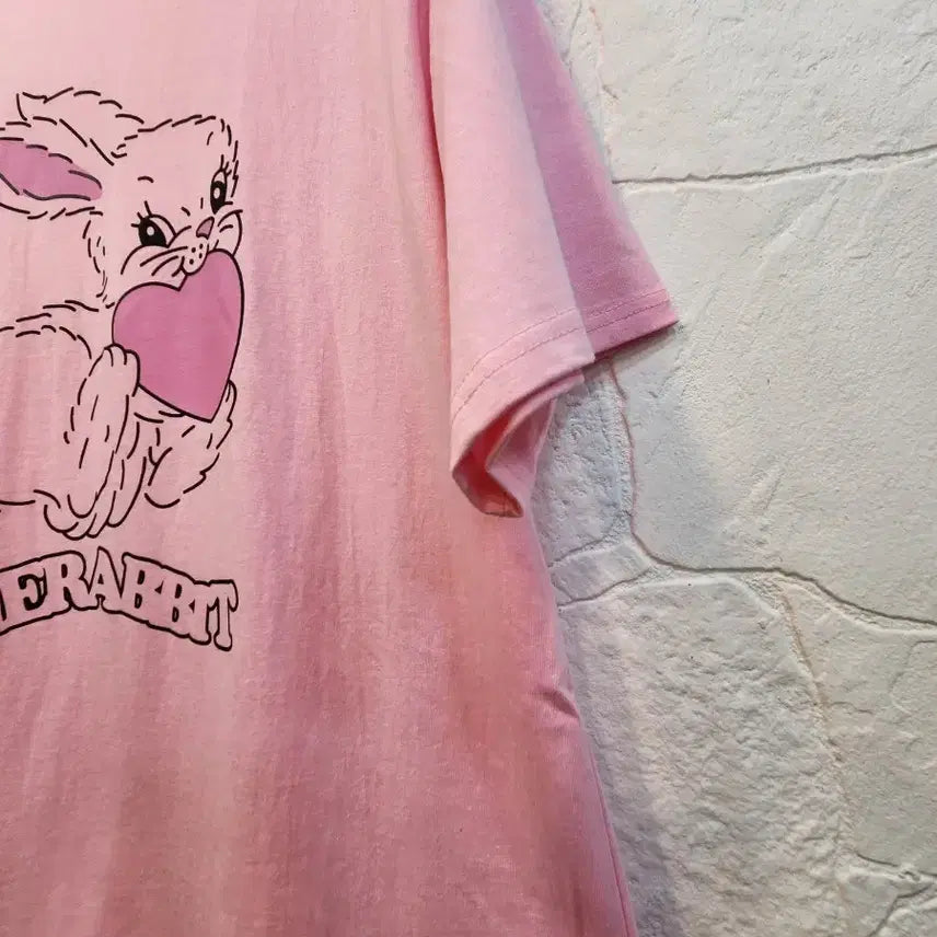 [BUNJANG] Cute Heart Rabbit Short-Sleeve T-Shirt / 귀여운하트토끼반팔티 (새상품)