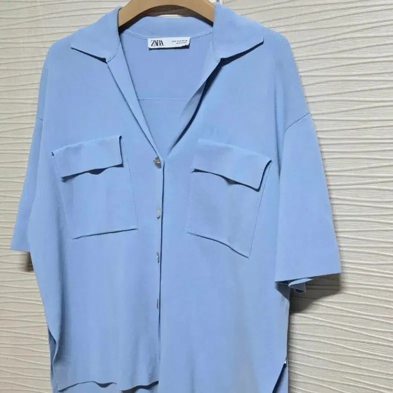 [BUNJANG] ZARA Blue Collared Knit Sweater / 자라 블루 카라 니트