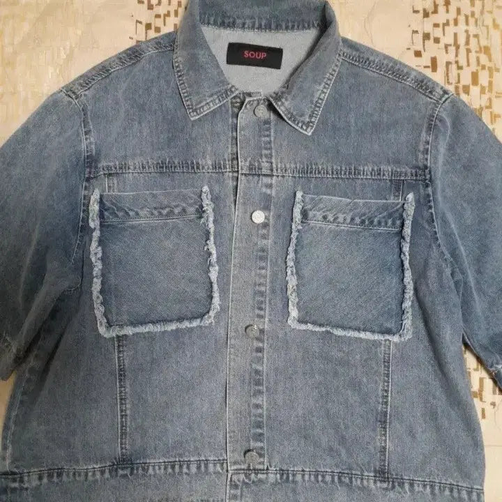 [BUNJANG] SOUP Denim Short Sleeve Jacket (Size 88) / SOUP 데님 반팔 자켓 청자켓 88