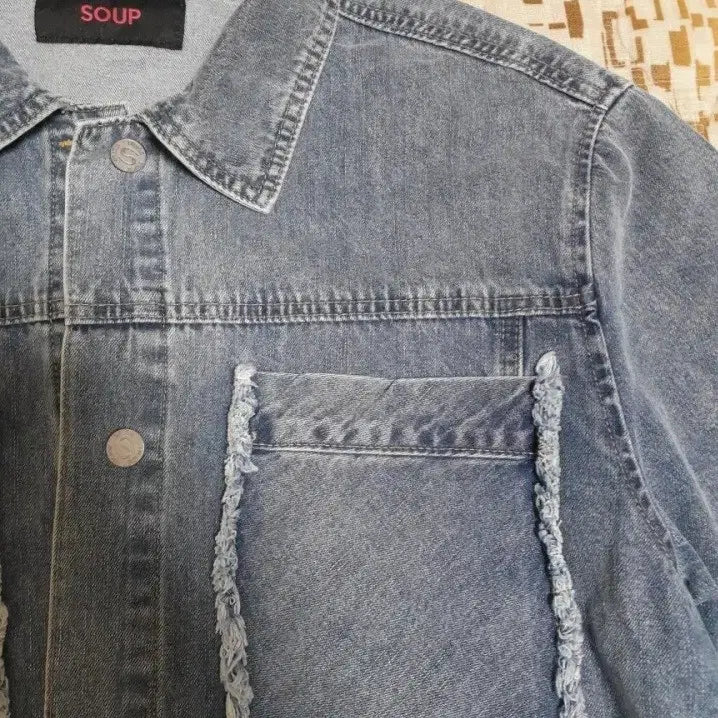 [BUNJANG] SOUP Denim Short Sleeve Jacket (Size 88) / SOUP 데님 반팔 자켓 청자켓 88