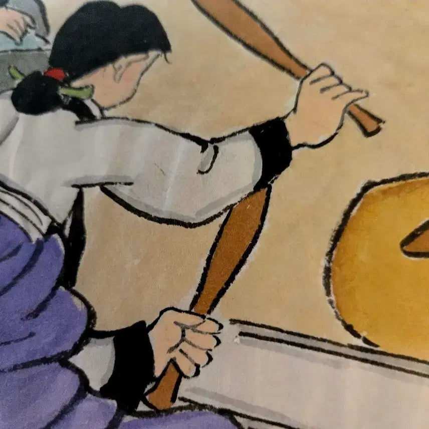 [BUNJANG] Cheongun Korean Folk Painting Original Artwork / [청운 ]작가 풍속화 원화 - 다듬이 소리가 들리는 정겨운 옛 일상