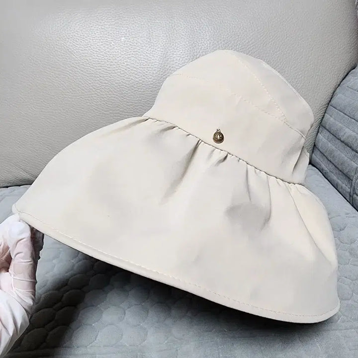 [BUNJANG] Wide Brim Sun Hat - Ivory / 새상품) uv자외선 햇빛 차단 썬캡 바캉스 휴양지 비치 모자 아이보리