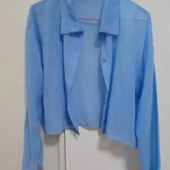 [BUNJANG] Sheer Crop Blouse - Summer Vibe / 바다느낌 여름 시스루 크롭  블라우스