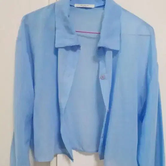 [BUNJANG] Sheer Crop Blouse - Summer Vibe / 바다느낌 여름 시스루 크롭  블라우스