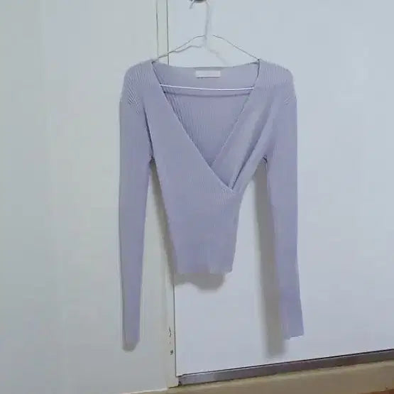 [BUNJANG] Lavender Ribbed Knit Top (Free Size) / 라벤더 골지티