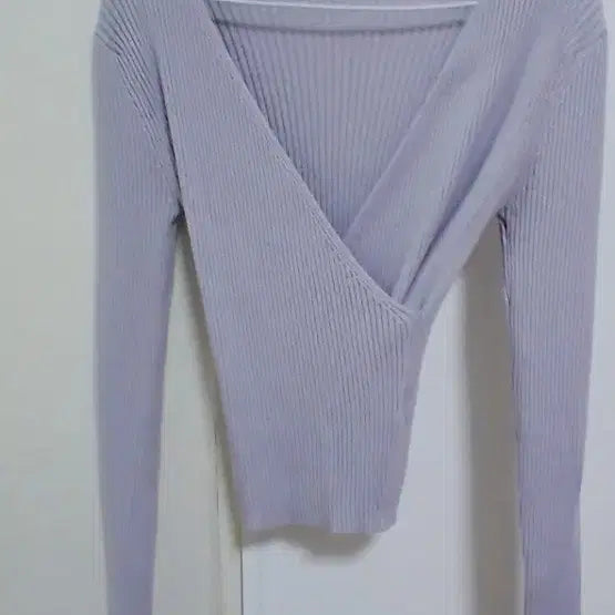[BUNJANG] Lavender Ribbed Knit Top (Free Size) / 라벤더 골지티