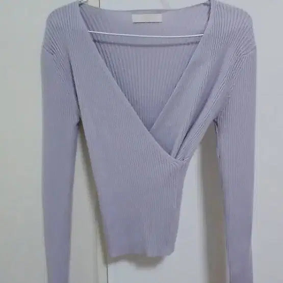 [BUNJANG] Lavender Ribbed Knit Top (Free Size) / 라벤더 골지티