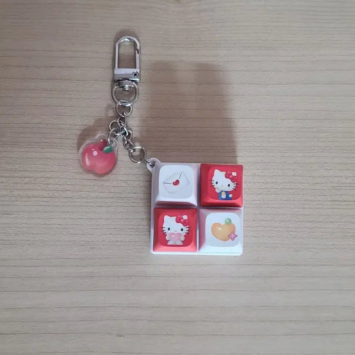 [BUNJANG] Hello Kitty Apple LED Keychain Acrylic Strap / 세븐일레븐 편의점 헬로키티 키캡 초콜릿 레드 사과 LED키링 아크릴스트랩