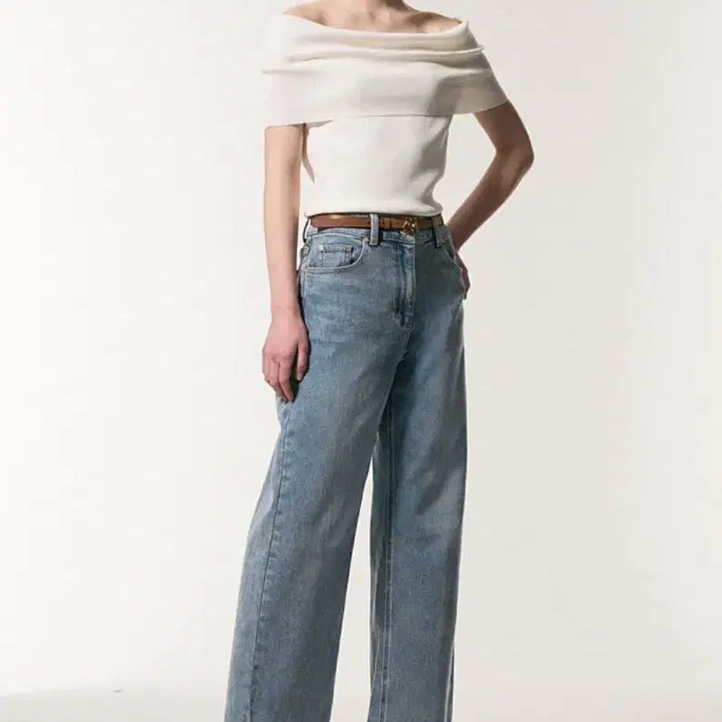 [BUNJANG] MINE Belted Slit Hem Denim Pants / MINE 벨티드 슬릿 헴 데님 팬츠