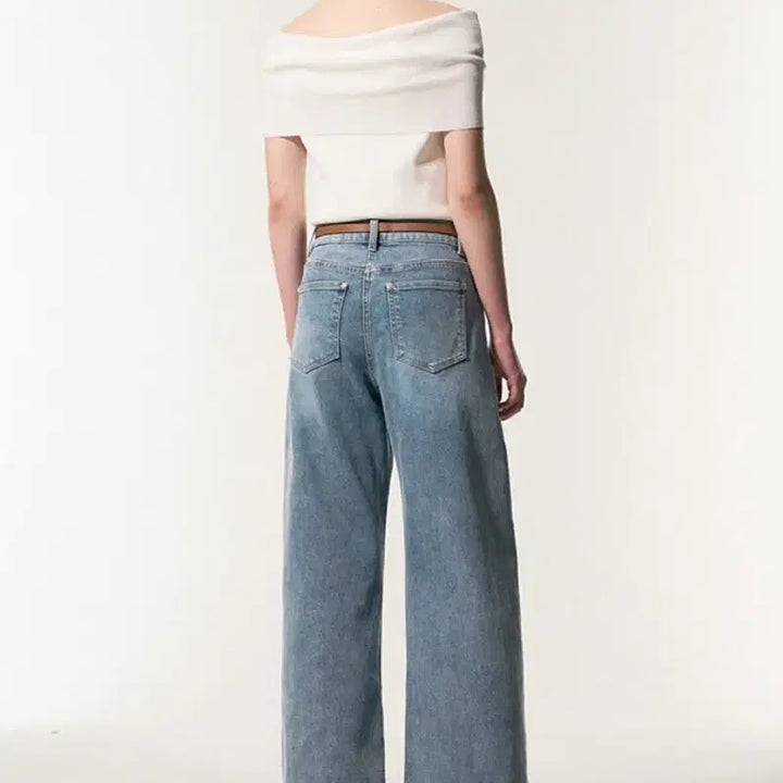 [BUNJANG] MINE Belted Slit Hem Denim Pants / MINE 벨티드 슬릿 헴 데님 팬츠