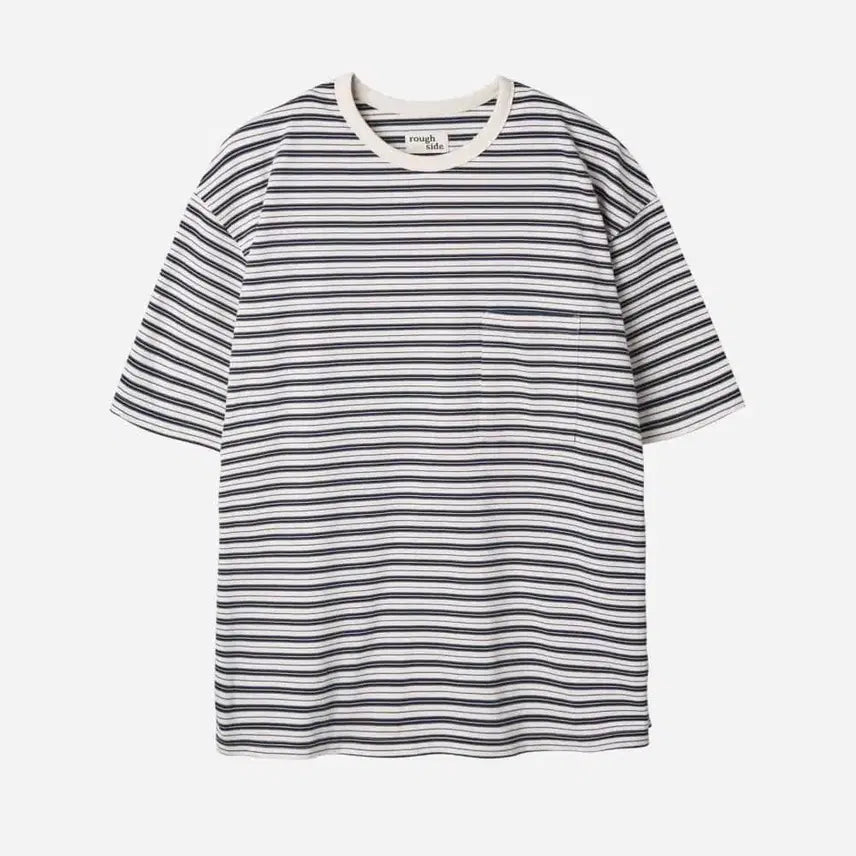 [BUNJANG] Rough Side Multi Stripe Half Sleeve T-Shirt Navy / 러프사이드 스트라이프 반팔