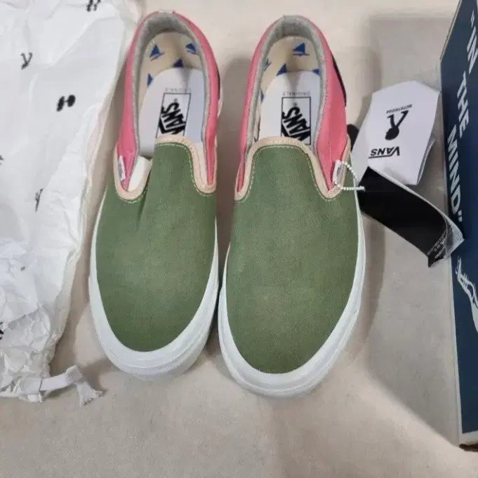 [BUNJANG] Vans McFetridge Collaboration Slip-On Green/Pink Shoes (Size 275) / 반스 McFETRIDGE 슬립온 그린/핑크 새상품