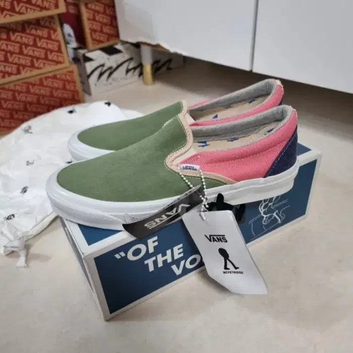 [BUNJANG] Vans McFetridge Collaboration Slip-On Green/Pink Shoes (Size 275) / 반스 McFETRIDGE 슬립온 그린/핑크 새상품
