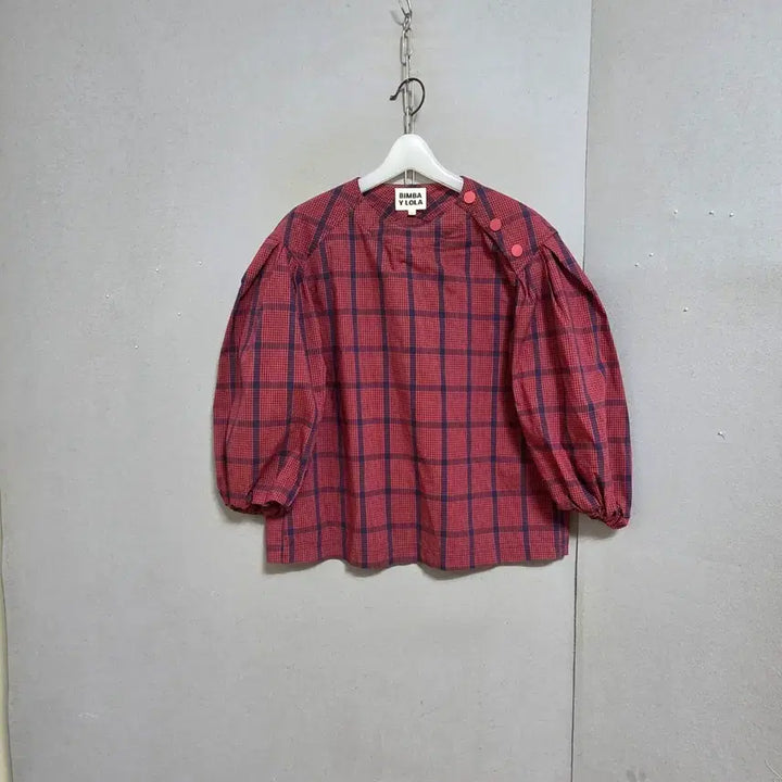 [BUNJANG] BIMBAYLOLA Red Check Blouse / 빔바이룰라 레드체크 블라우스 55   n4015