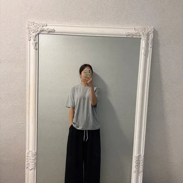 [BUNJANG] Gray Polka Dot Short Sleeve T-Shirt / 새상품 회색 잔 도트 반팔 티셔츠 새상품 루즈핏 55-77 빅사이즈 가능