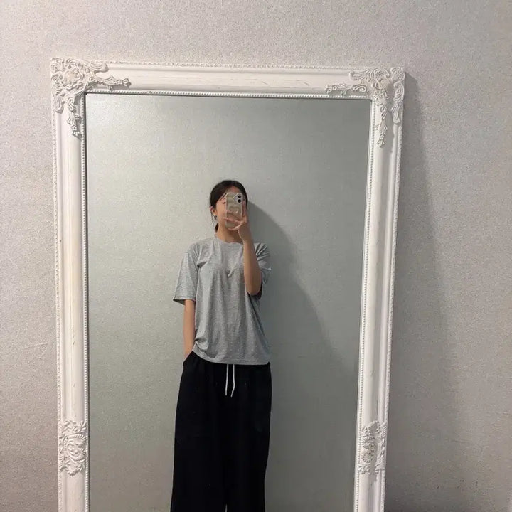 [BUNJANG] Gray Polka Dot Short Sleeve T-Shirt / 새상품 회색 잔 도트 반팔 티셔츠 새상품 루즈핏 55-77 빅사이즈 가능
