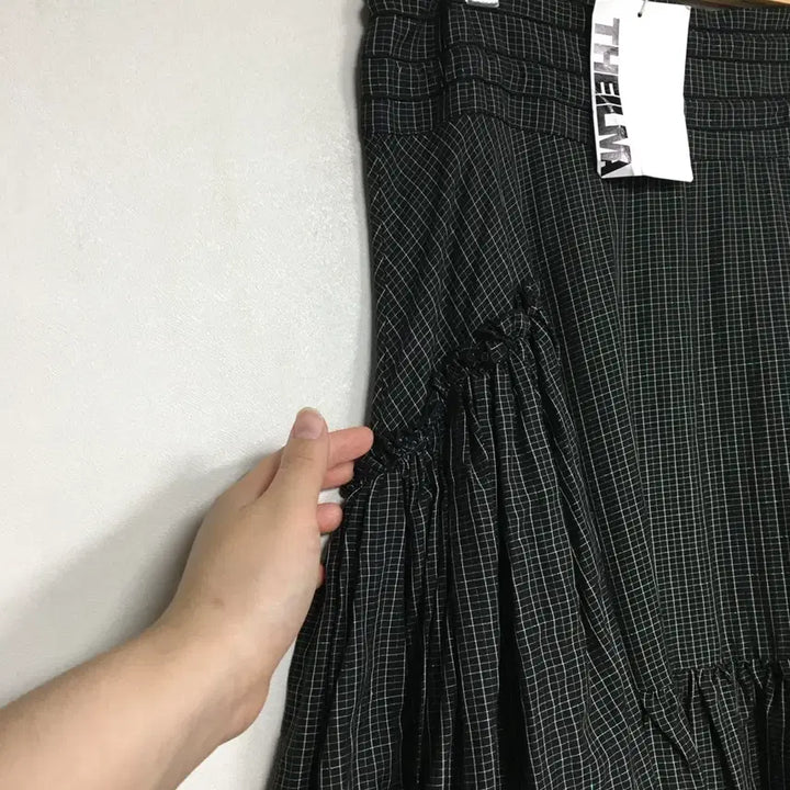 [BUNJANG] Theilma Tencel Check Pattern Glitter Line Skirt / 새상품 theilma 더일마 텐셀 스커트 F