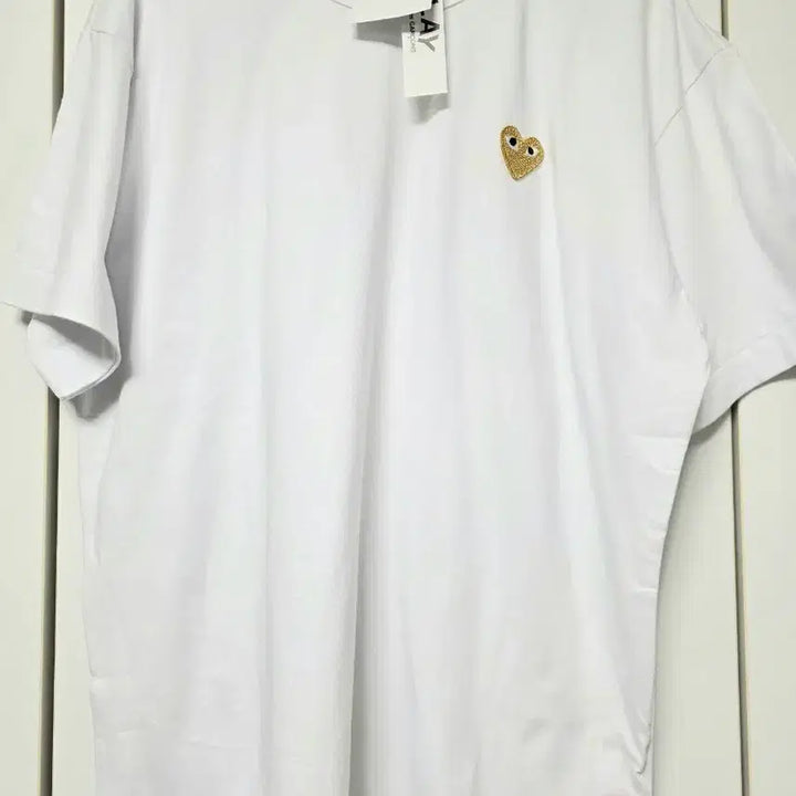 [BUNJANG] Comme des Garçons PLAY Gold Heart Short Sleeve T-Shirt White XL / 꼼데가르송 플레이 금장 하트 반팔티 화이트 XL