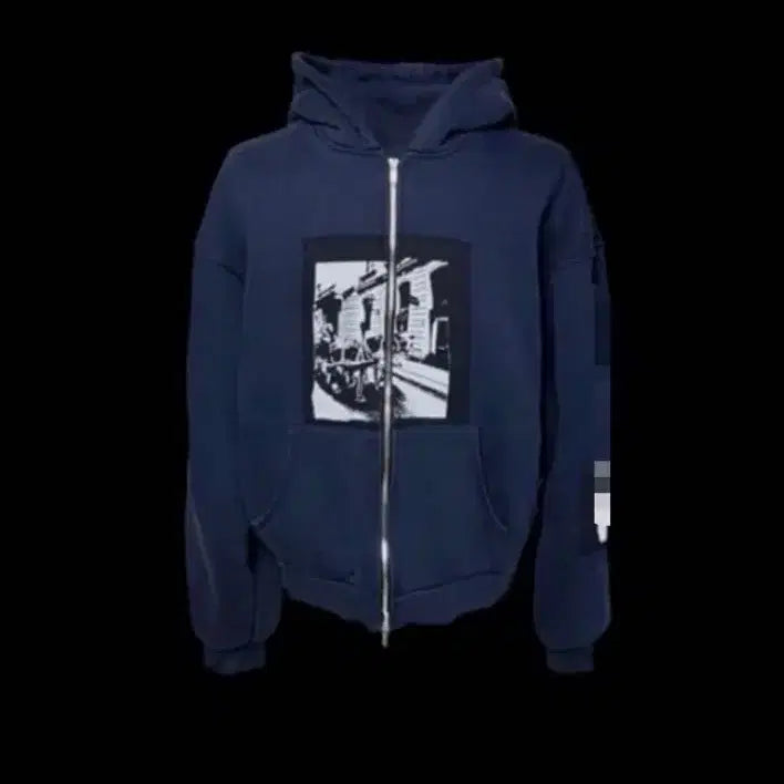 [BUNJANG] Emosstance Navy Hooded Zip-up / 에모스탠스 네이비 후드집업