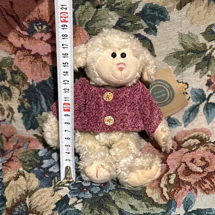 [BUNJANG] Boyds Bears Purple Cardigan Sheepskin Plush Doll / 보이즈베어 양 털인형 보라색 가디건 빈티지