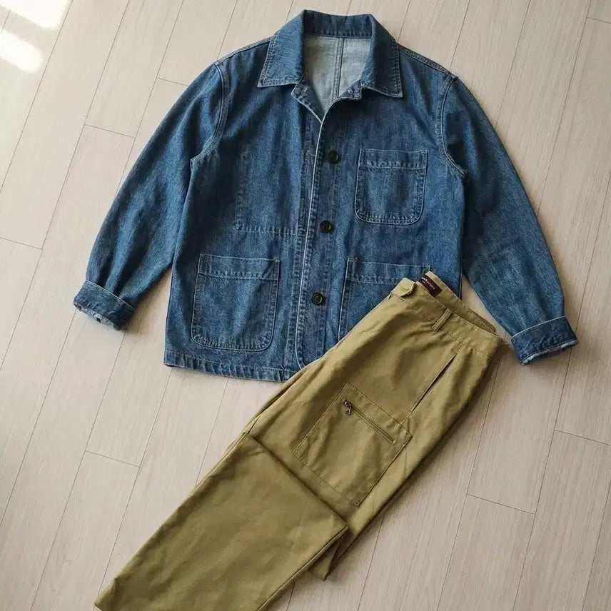 [BUNJANG] Petit France Zipper Pocket Wide Pants Khaki / [Petit France] 유니크한 지퍼 포켓 와이드 팬츠 (카키/사이즈