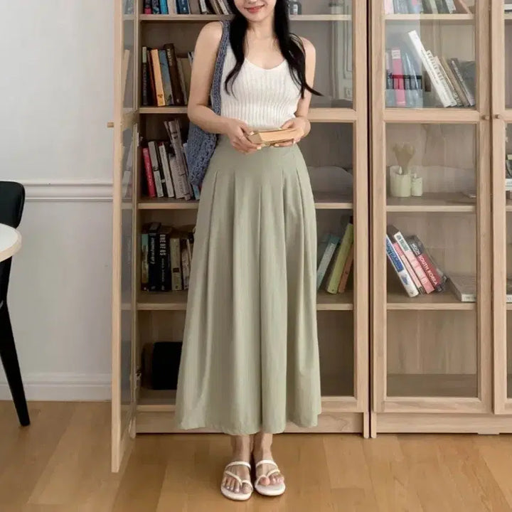 [BUNJANG] Wide Fit Skirt Pants - Khaki Beige / 새상품) 치마바지