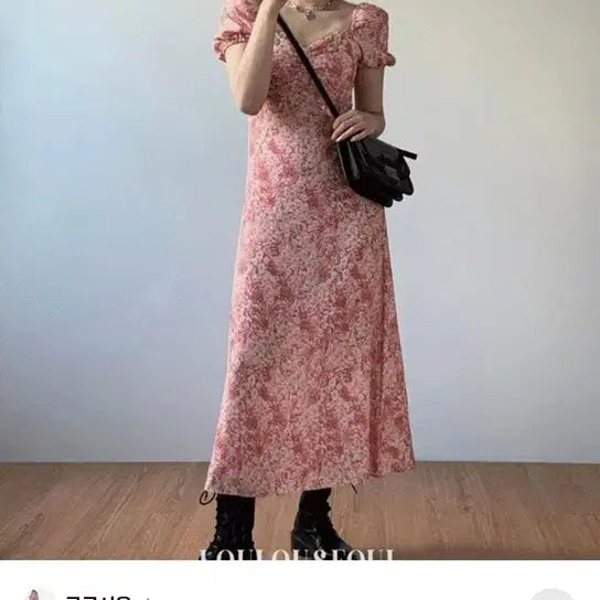 [BUNJANG] Luluseoul Margaret Puff Long Dress Pink Size M / 루루서울 마가렛 롱원피스