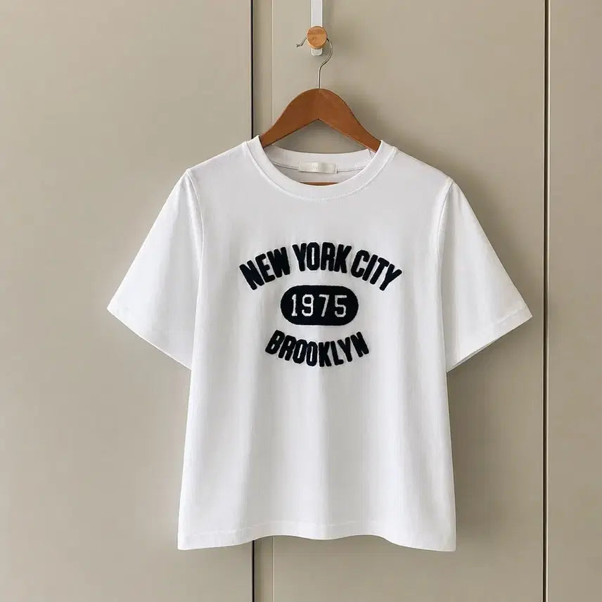 [BUNJANG] Wego by cm Brooklyn 1975 Embroidered Short Sleeve T-Shirt / 뉴욕시 브루클린 자수 반팔 티셔츠