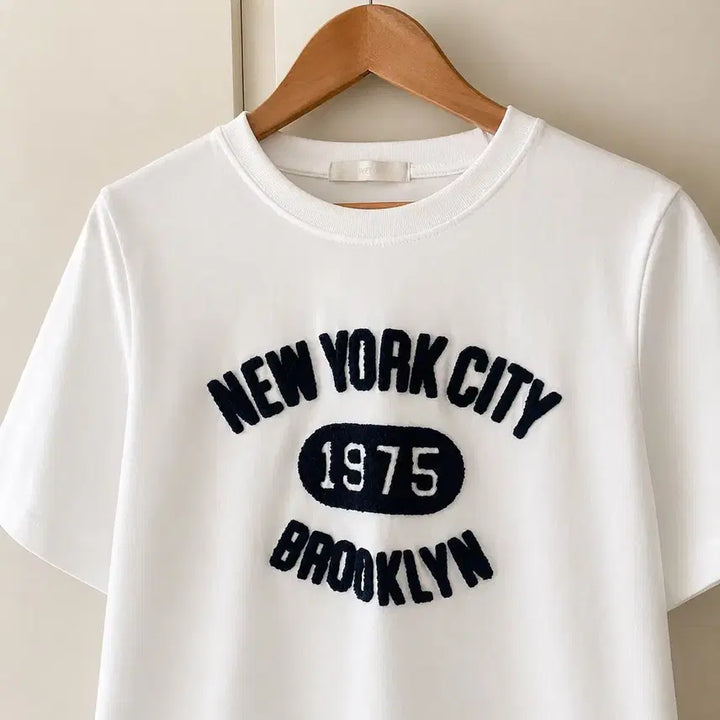 [BUNJANG] Wego by cm Brooklyn 1975 Embroidered Short Sleeve T-Shirt / 뉴욕시 브루클린 자수 반팔 티셔츠