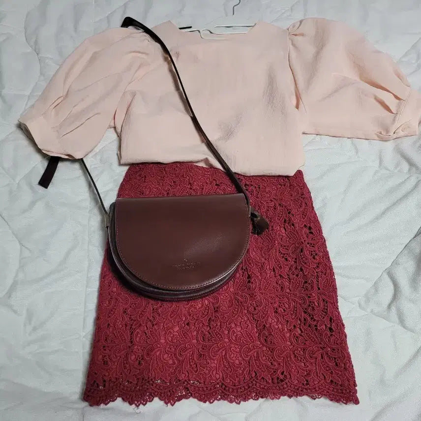 [BUNJANG] Answer Lace Skirt Burgundy M / Answer 레이스 스커트