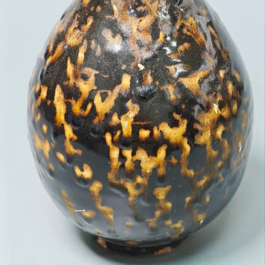 [BUNJANG] Song Dynasty Black Glaze Tortoiseshell Pattern Long Neck Vase Chinese Celadon / 송대 흑유 대모반 장경병 중국도자기