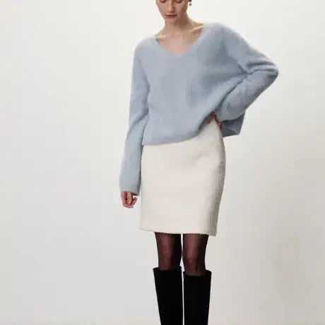 [BUNJANG] SIE Wool Tweed Skirt Cream S / SIE 시에 펠리 울 트위드 스커트
