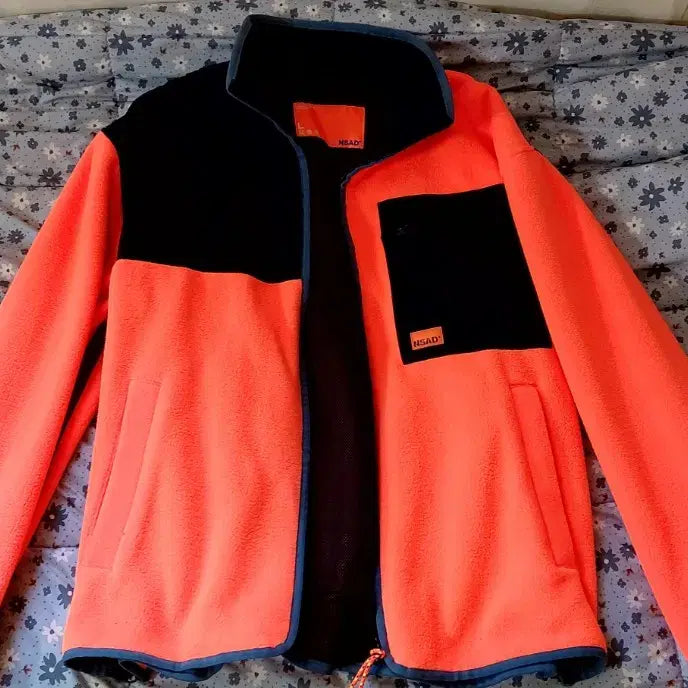 [BUNJANG] NSAD Orange/Black Colorblock Fleece Jacket / NSAD 오렌지/블랙 플리스 자켓 팝니다