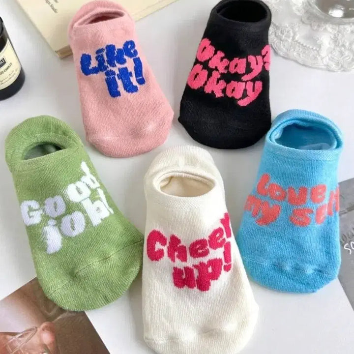 [BUNJANG] Colorful Lettering Ankle Socks Set / 컬러풀 레터링 덧신 양말 세트(새상품)
