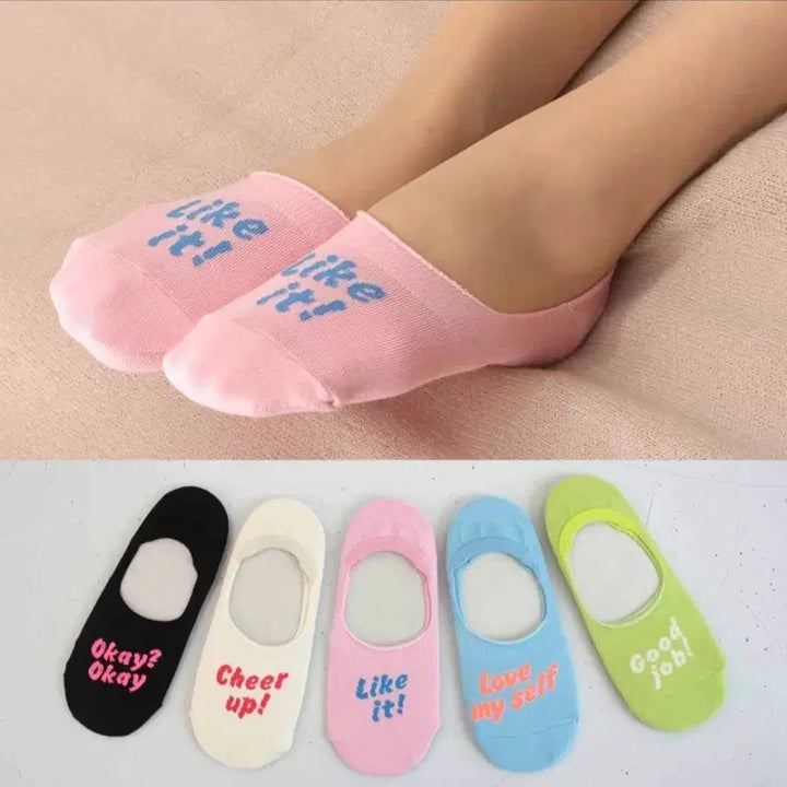 [BUNJANG] Colorful Lettering Ankle Socks Set / 컬러풀 레터링 덧신 양말 세트(새상품)