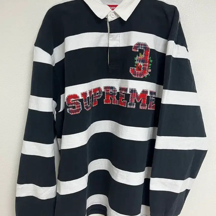 [SOLD OUT] (XL) 슈프림 스트라이프 럭비 블랙 - 25FW