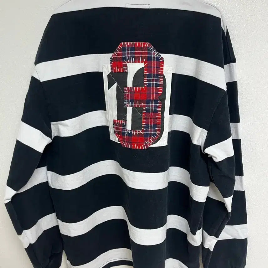 [SOLD OUT] (XL) 슈프림 스트라이프 럭비 블랙 - 25FW